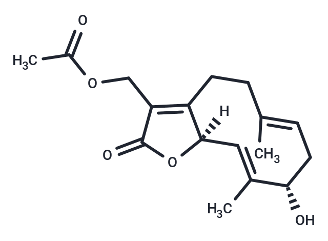 13-Acetoxy-3beta-hydroxygermacra-1(10)E,4E,7(11)-trien-12,6alpha-olide Chemical Structure