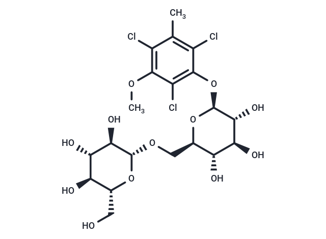 2,4,6-Trichlorol-3-methyl-5-methoxy-phenol 1-O-β-d-glucopyranosyl-(1 → 6)-β-d-glucopyranoside Chemical Structure
