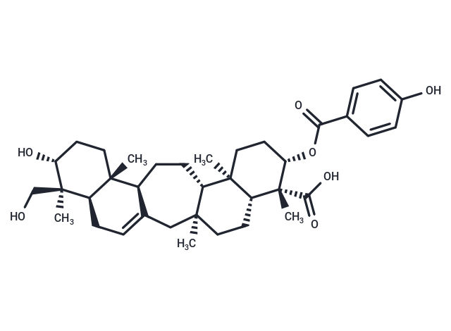 3β-(4-Hydroxybenzoyloxy)-21β,29-dihydroxyserrat-14-en-24-oic acid Chemical Structure