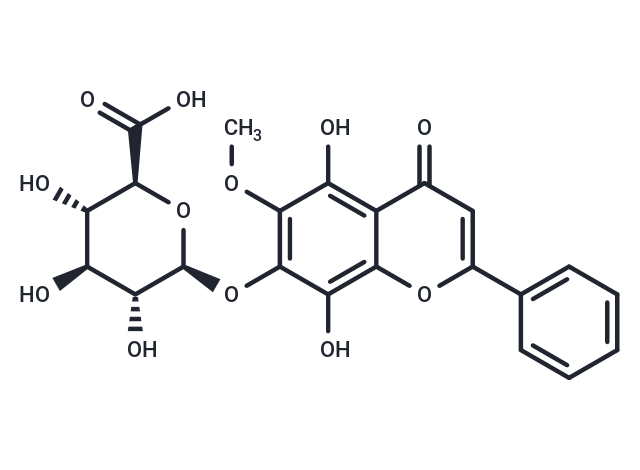 5,7,8-Trihydroxy-6-methoxy flavone-7-O-glucuronideb Chemical Structure