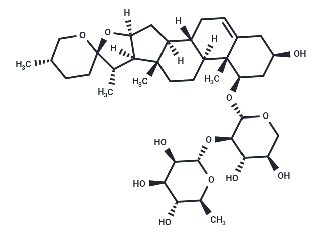 25(S)-Ruscogenin-1-O-α-L-rhamnopyranosyl (1→2)-β-D-xylopyranoside Chemical Structure