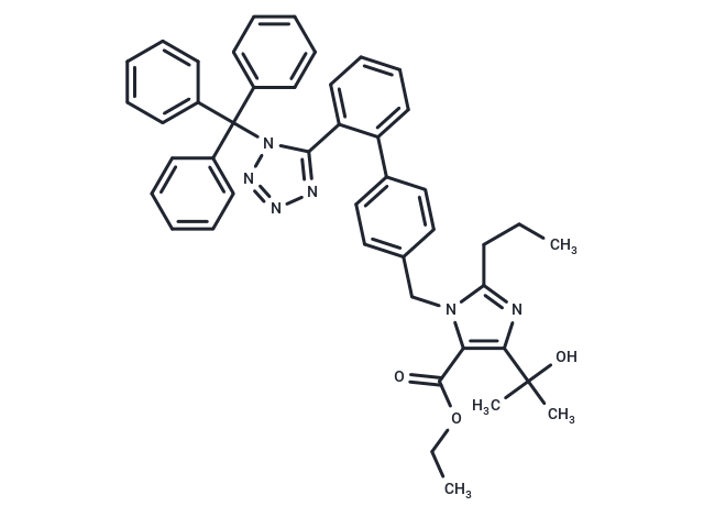 Ethyl 4-(2-hydroxypropan-2-yl)-2-propyl-1-((2'-(1-trityl-1H-tetrazol-5-yl)-[1,1'-biphenyl]-4-yl)methyl)-1H-imidazole-5-carboxylate Chemical Structure