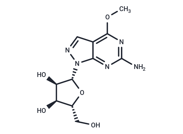 6-Amino-4-methoxy-1-(b-D-ribofuranosyl)-1H-pyrazolo[3,4-d]pyrimidine Chemical Structure