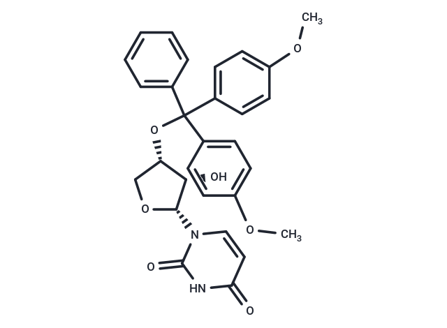 1-(3’-O-[4,4’-dimethoxytrityl]-alpha-L-threofuranosyl)uridine Chemical Structure