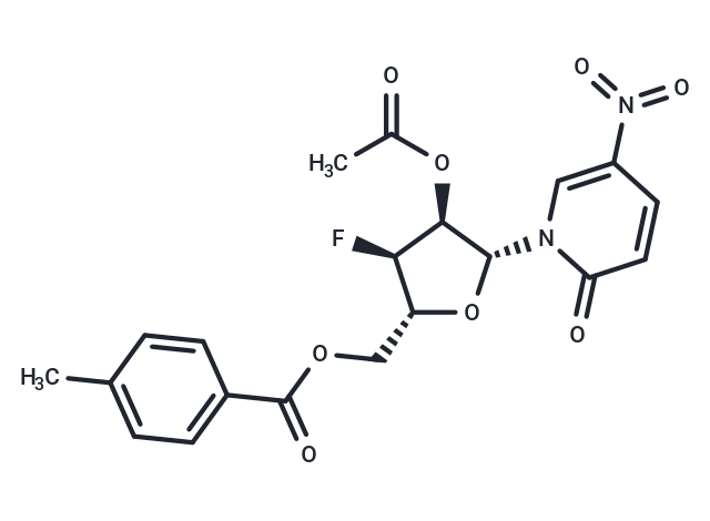 1-(2-O-Acetyl-5-O-(p-toluoyl)-3-deoxy-3-fluoro-b-D-ribofuranosyl)-5-nitropyridine-2(1H)-one Chemical Structure