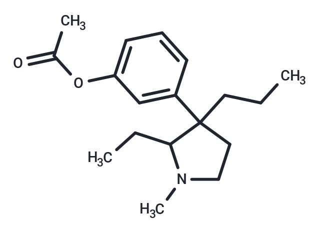 Phenol, m-(2-ethyl-1-methyl-3-propyl-3-pyrrolidinyl)-, acetate Chemical Structure