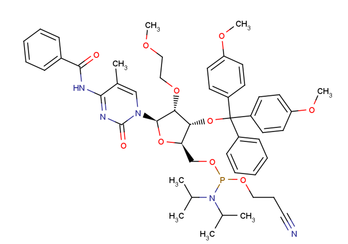 N4-Benzoyl-3'-O-(4,4’-dimethoxy   trityl)-2'-O-(2-methoxyethyl)-5-methylcytidine-5’-CED phosphoramidite Chemical Structure