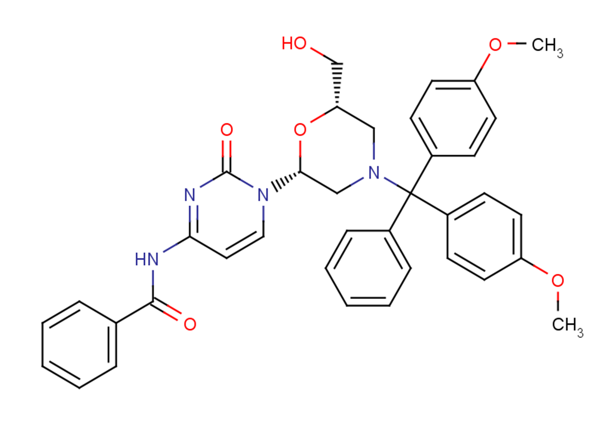 N4-Benzoyl-7’-OH-N-DMTr morpholino cytosine Chemical Structure