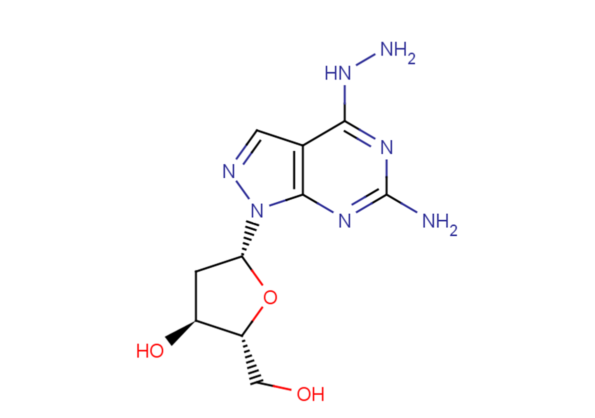 6-Amino-4-hydrozino-1-(2-deoxy-b-D-ribofuranosyl)-1H-pyrazolo[3,4-d]pyrimidine Chemical Structure