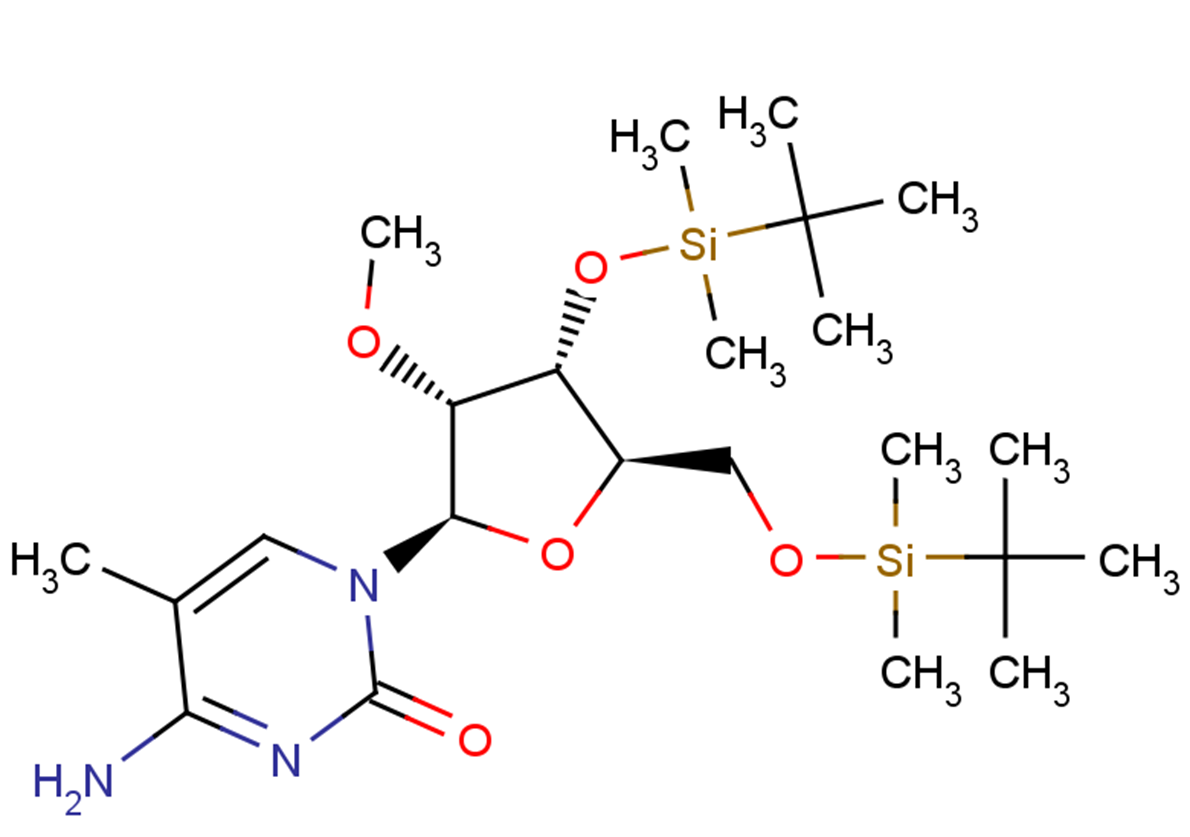 3,5’-Bis(O-t-butyldimethylsilyl)-2’-O-methyl-5-methylcytidine Chemical Structure