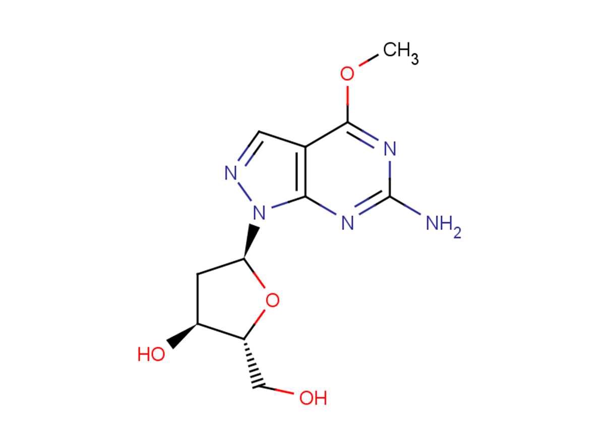 6-Amino-4-methoxy-1-(2-deoxy-a-D-ribofuranosyl)-1H-pyrazolo[3,4-d]pyrimidine Chemical Structure