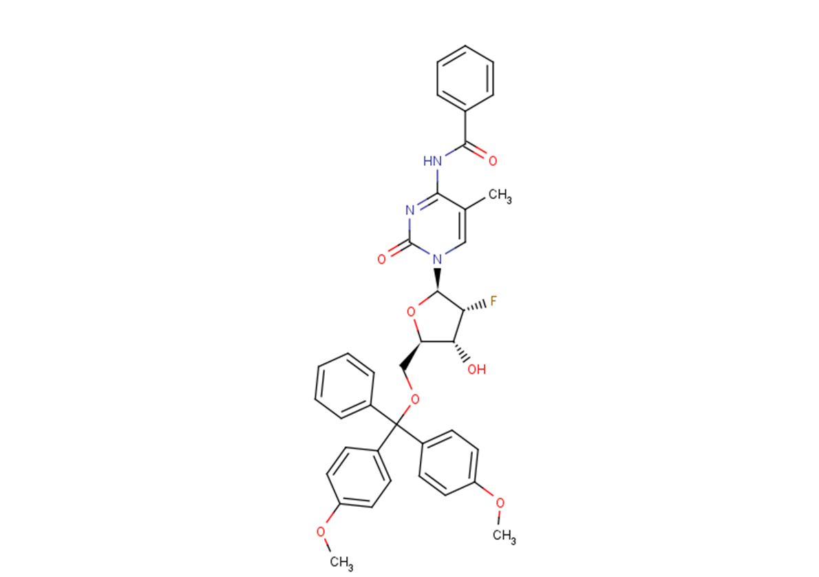 N4-Benzoyl-2’-deoxy-5’-O-DMTr-2’-fluoro- 5-methylcytidine Chemical Structure