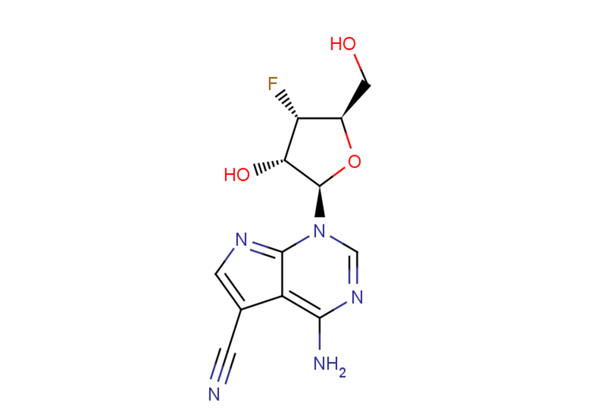4-Amino-5-cyano-1-(3-deoxy-3-fluoro-b-D-ribofuranosyl)-7H-pyrrolo[2.3-d]pyrimidine Chemical Structure
