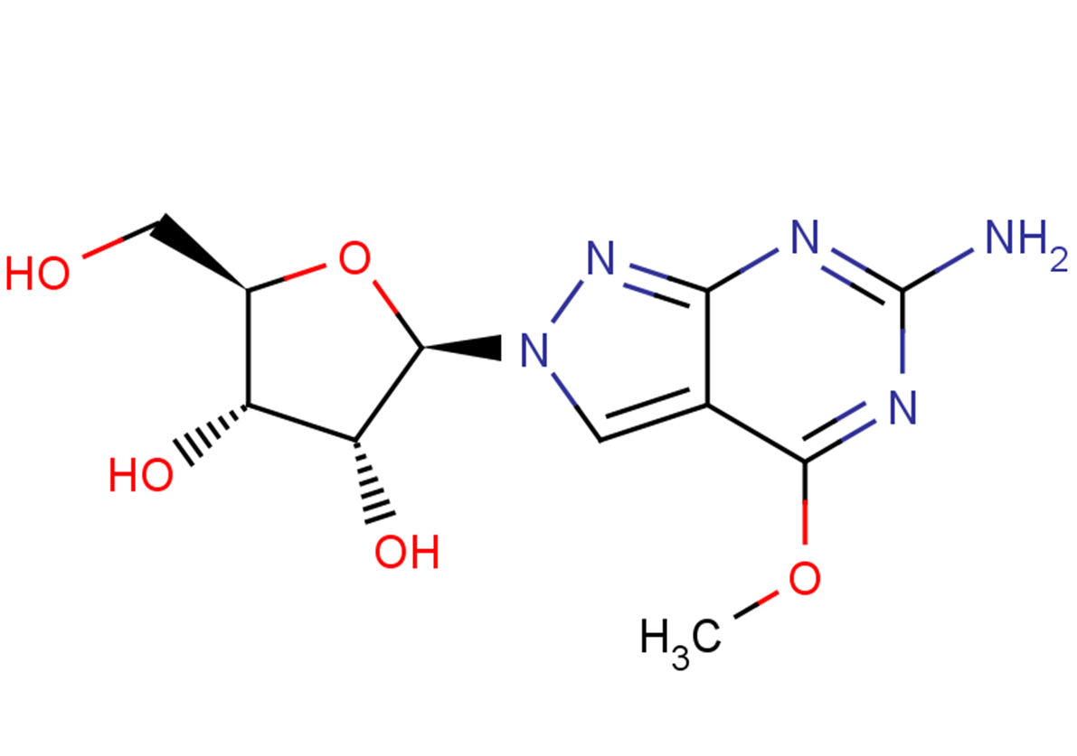 6-Amino-4-methoxy-2-(b-D-ribofuranosyl)-2H-pyrazolo[3,4-d]pyrimidine Chemical Structure