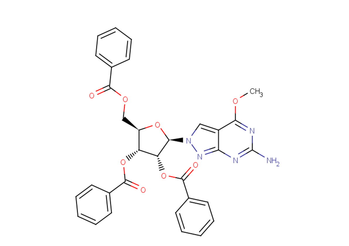 6-Amino-4-methoxy-2-(2,3,5-tri-O-benzoyl-b-D-ribofuranosyl)-2H-pyrazolo[3,4-d]pyrimidine Chemical Structure